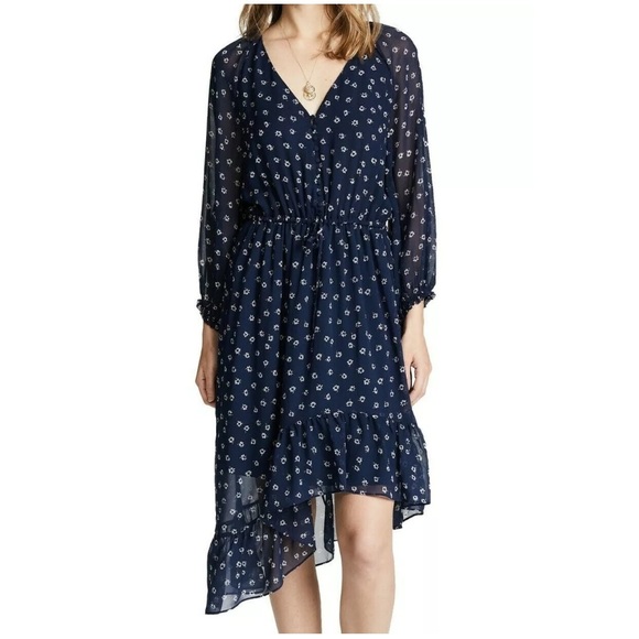 Joie Alithea Silk Long Sleeve Asymmetric Hem Dress - Picture 3 of 16